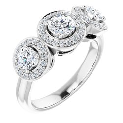 3-Stone Halo-Styled Engagement Ring